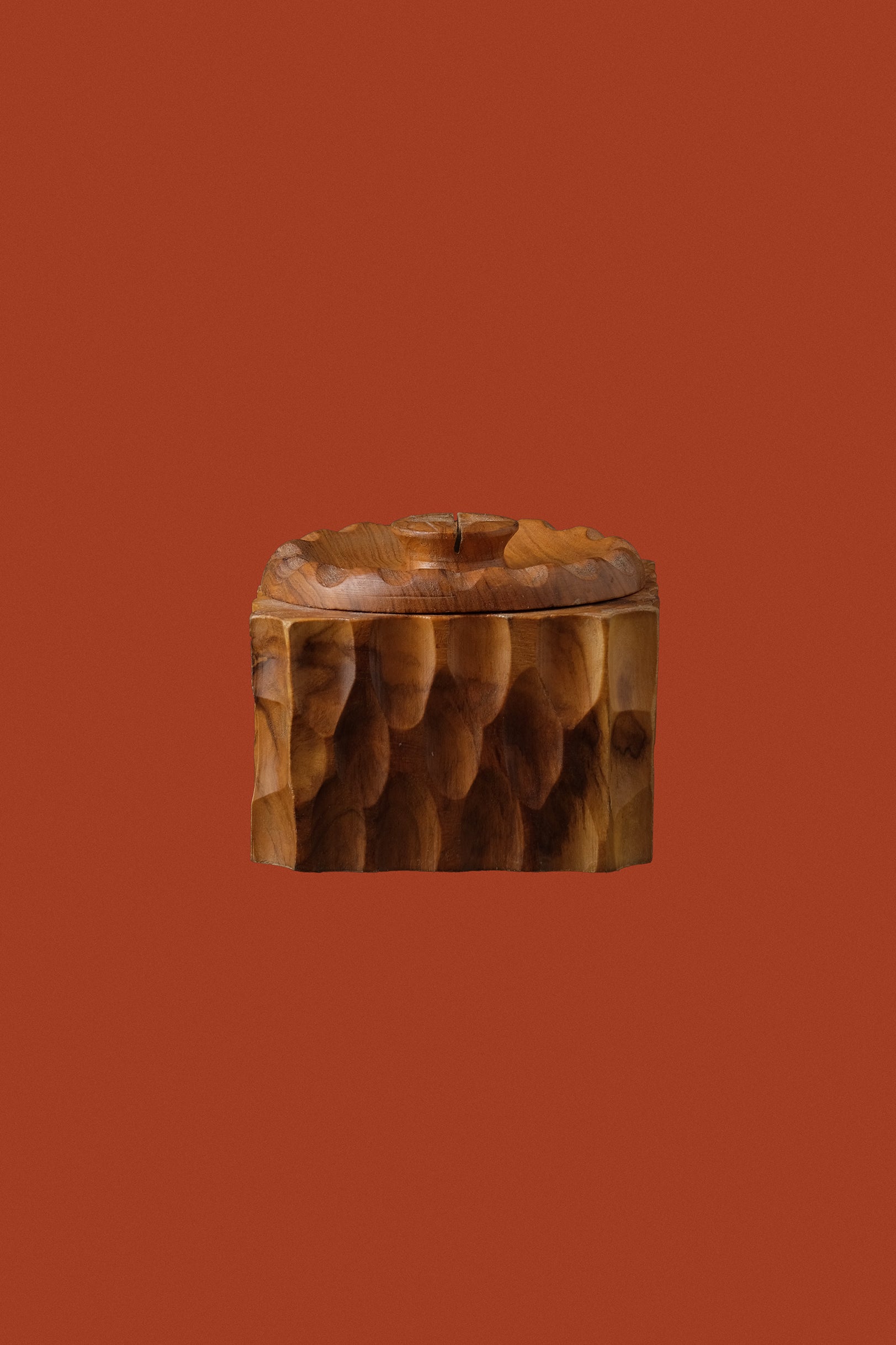 Square Lidded Wood Jar