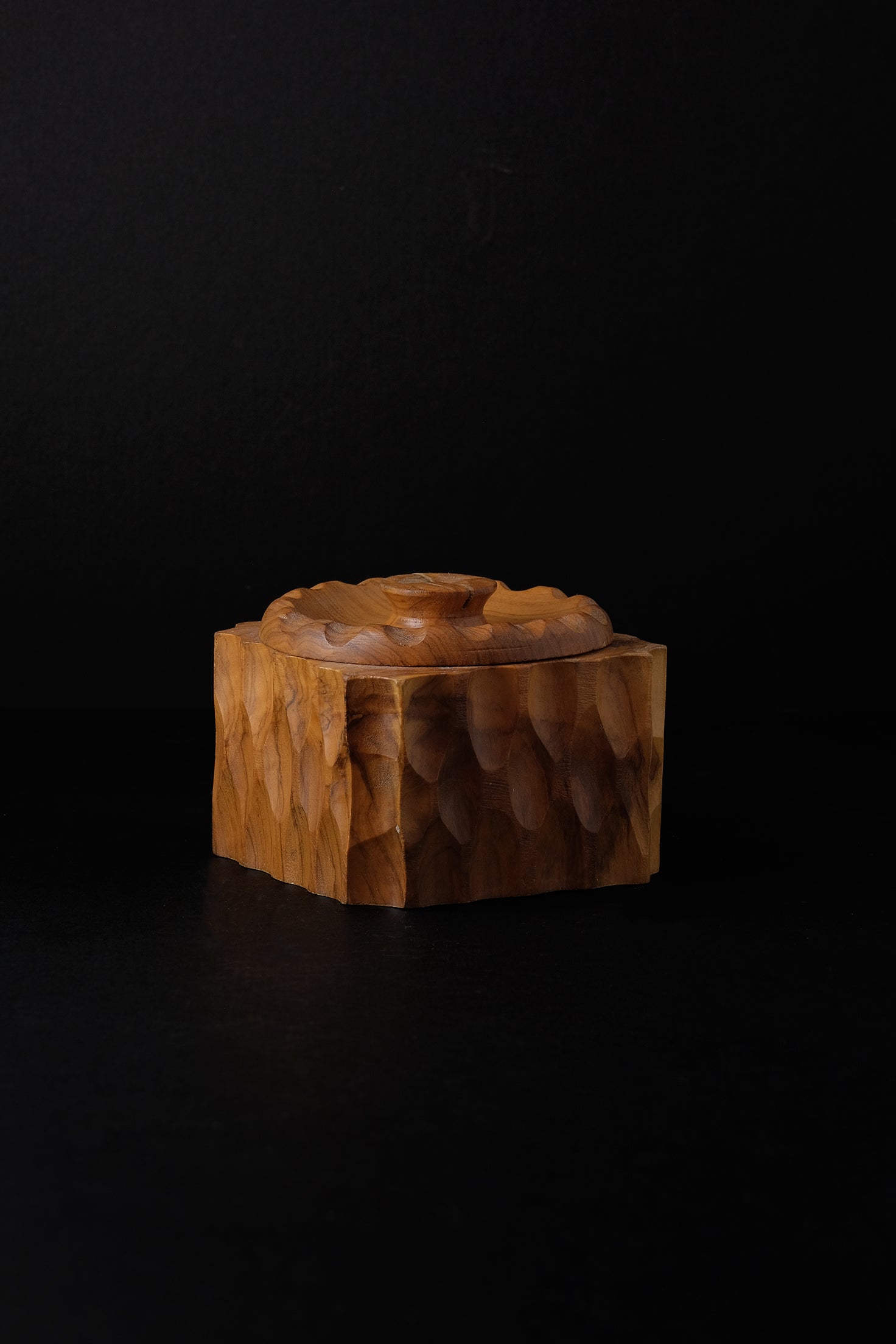 Square Lidded Wood Jar