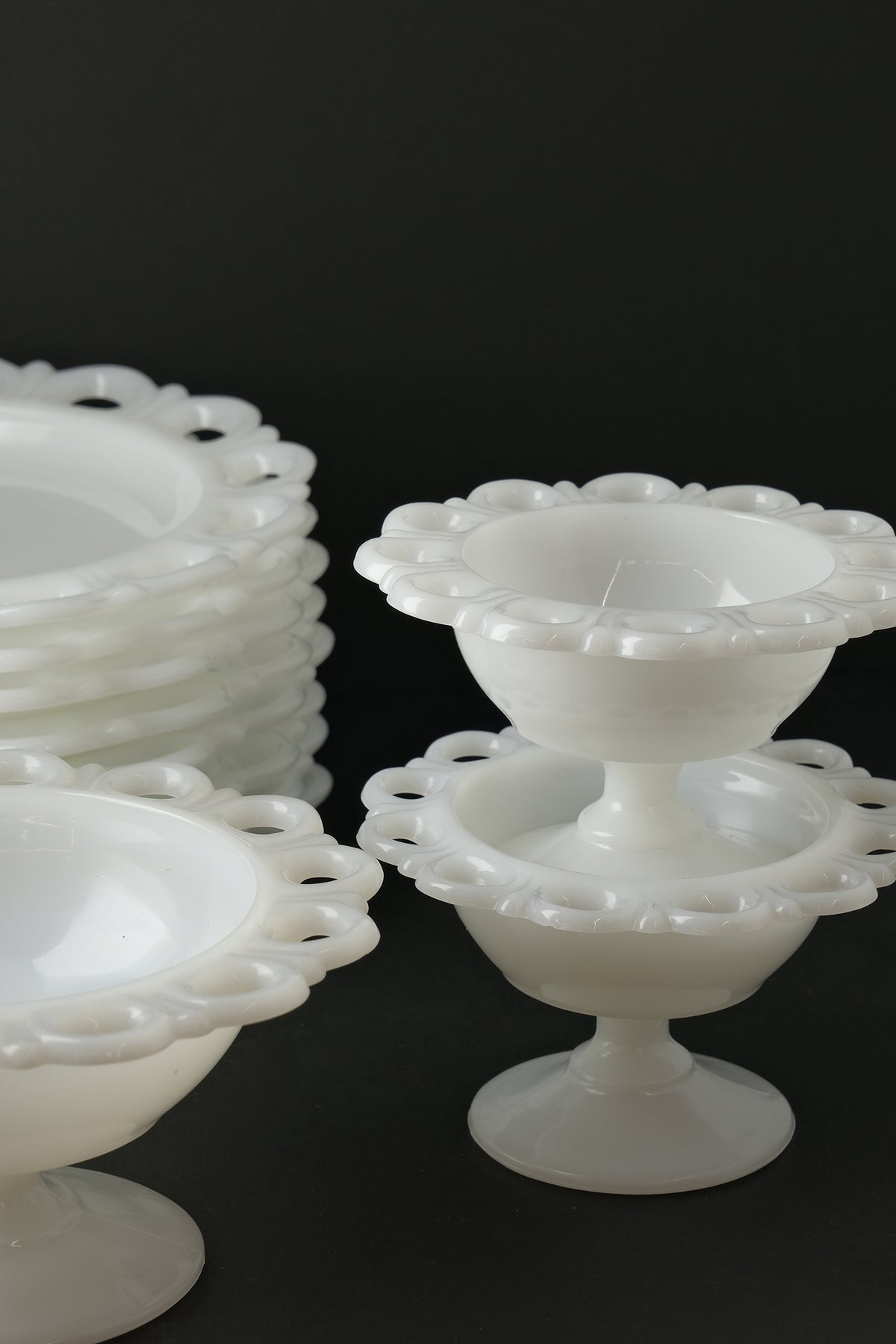 Lace Opal Glass Plate Set