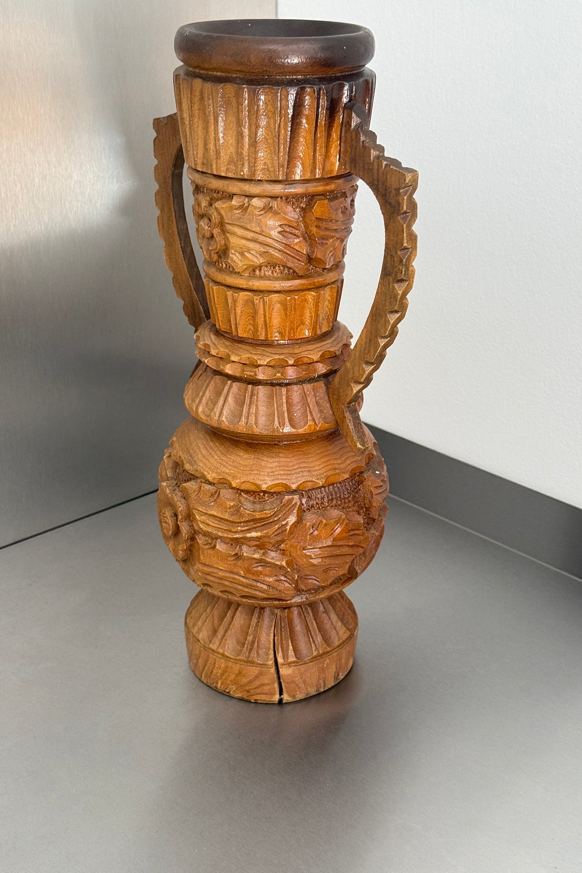 Carved Wood Vase