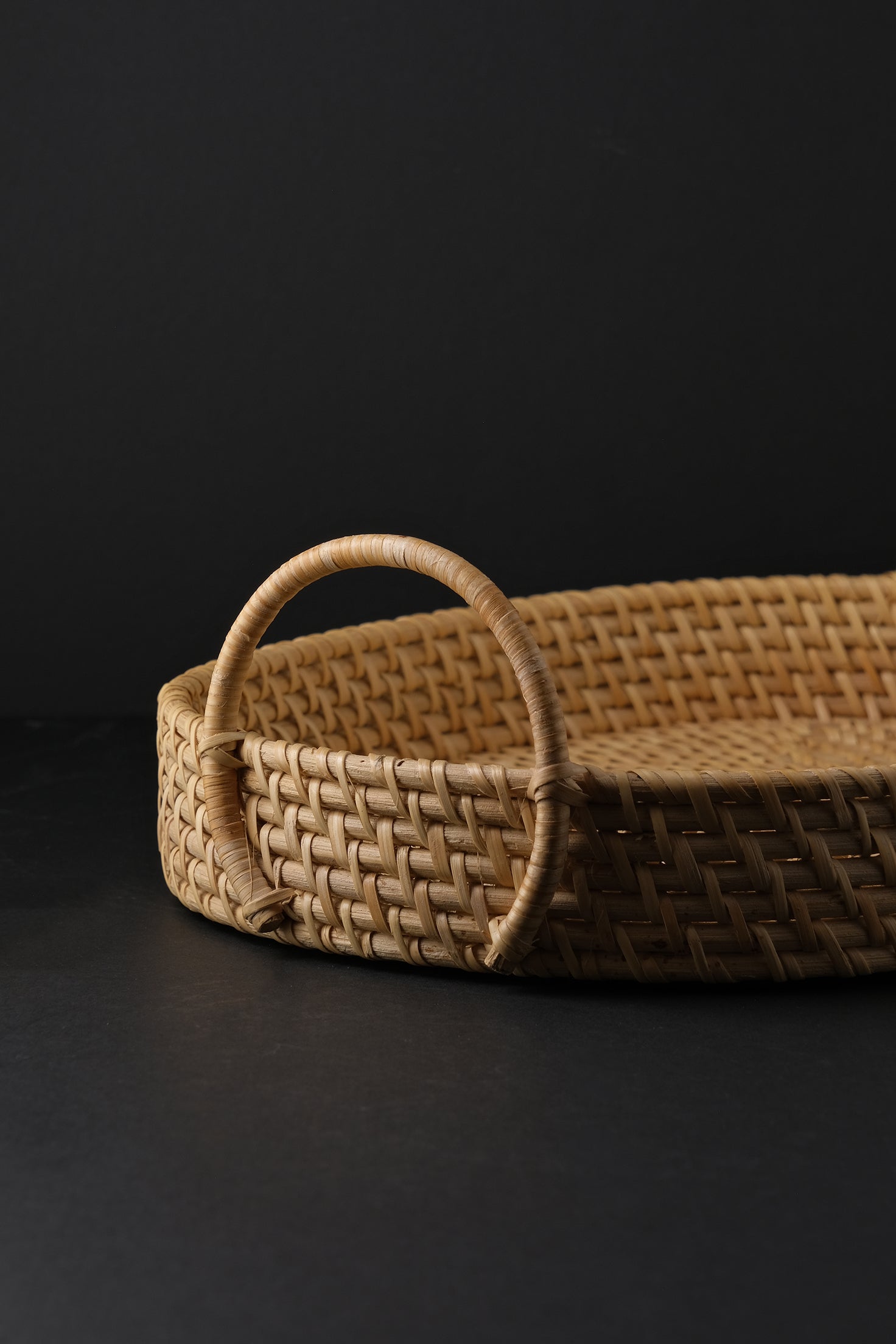 Oval Rattan Tray-Vintage-KIOSK48TH