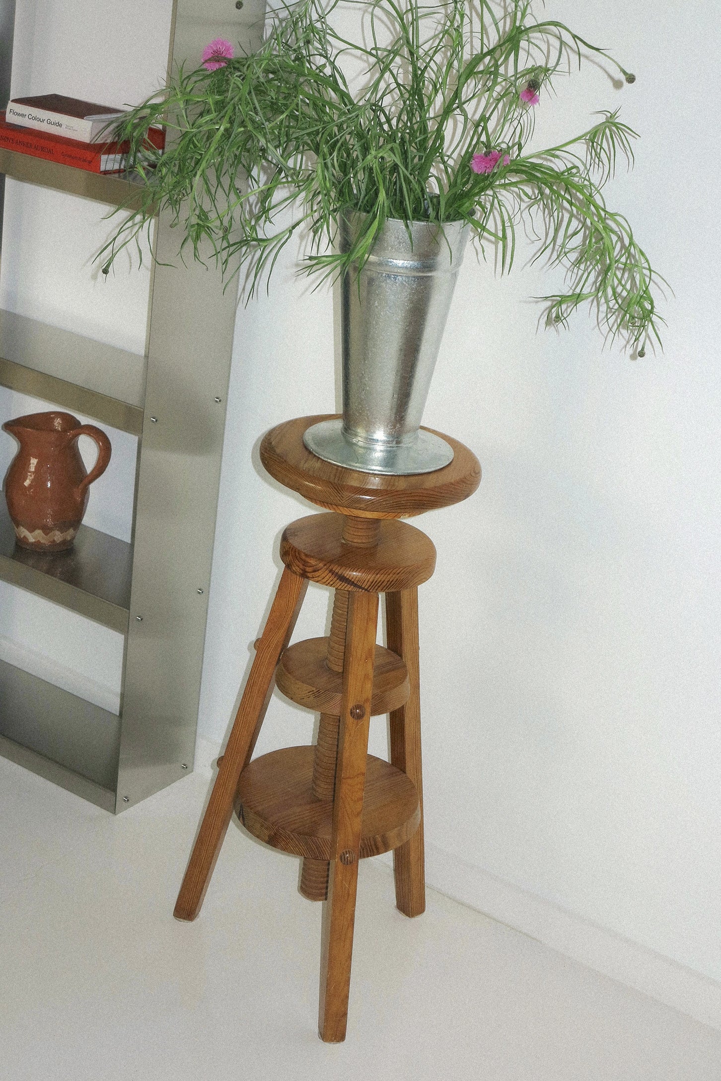 Adjustable Pine Stool-Vintage-KIOSK48TH
