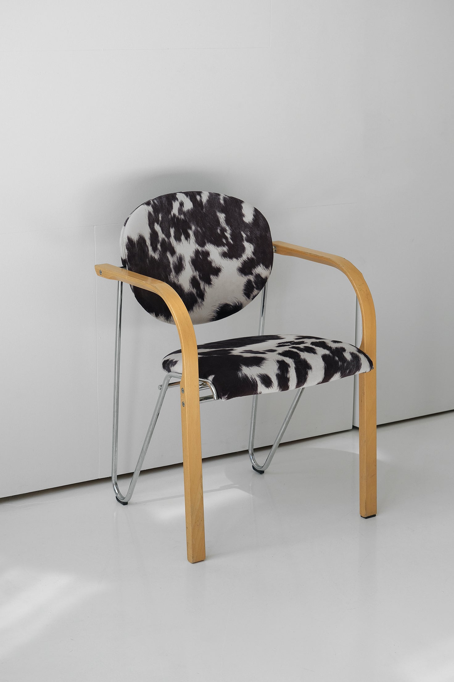 Cow Chrome / Beech Chair-Vintage-KIOSK48TH