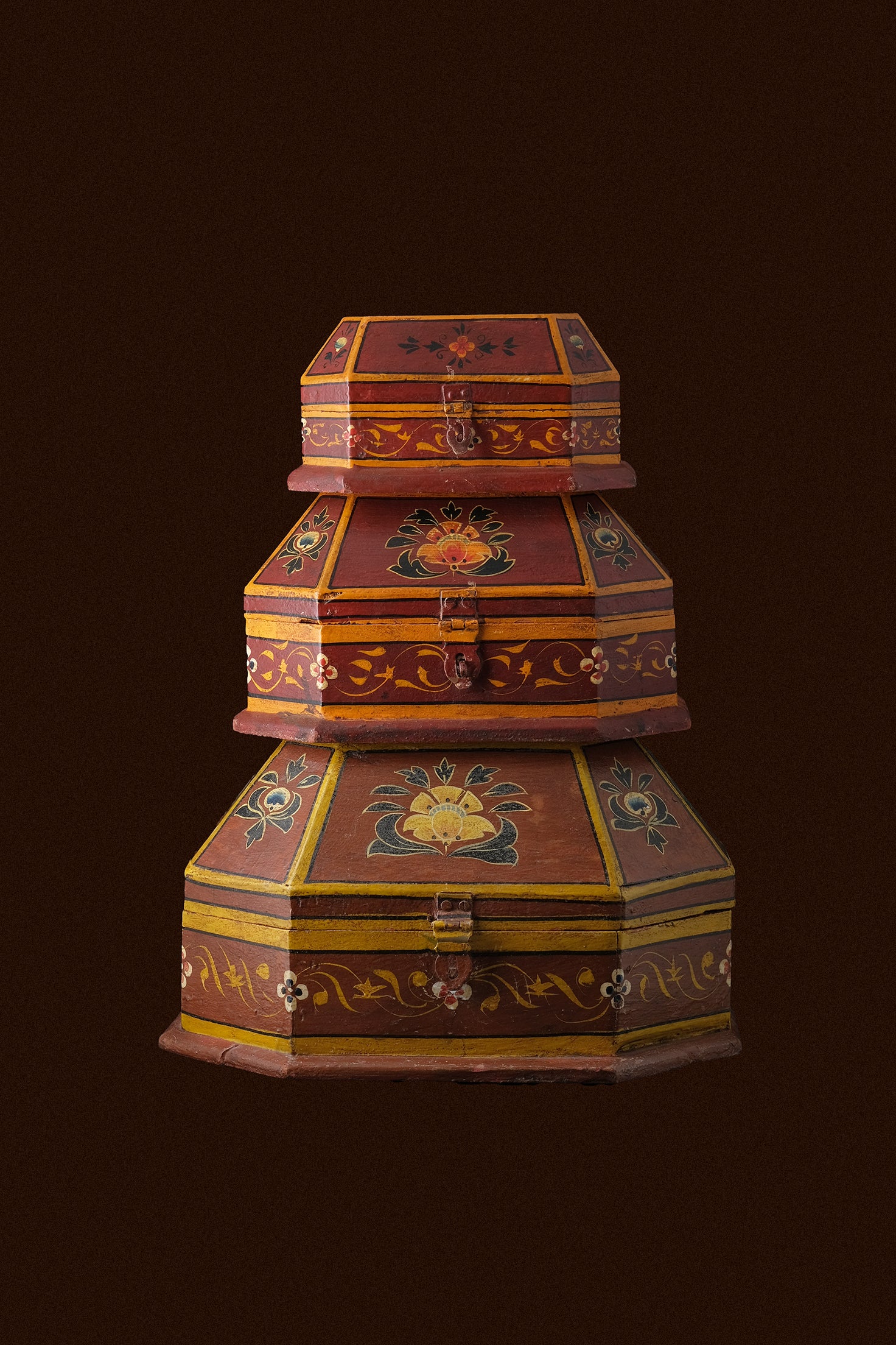 Decorated Octagonal Boxes-Vintage-KIOSK48TH