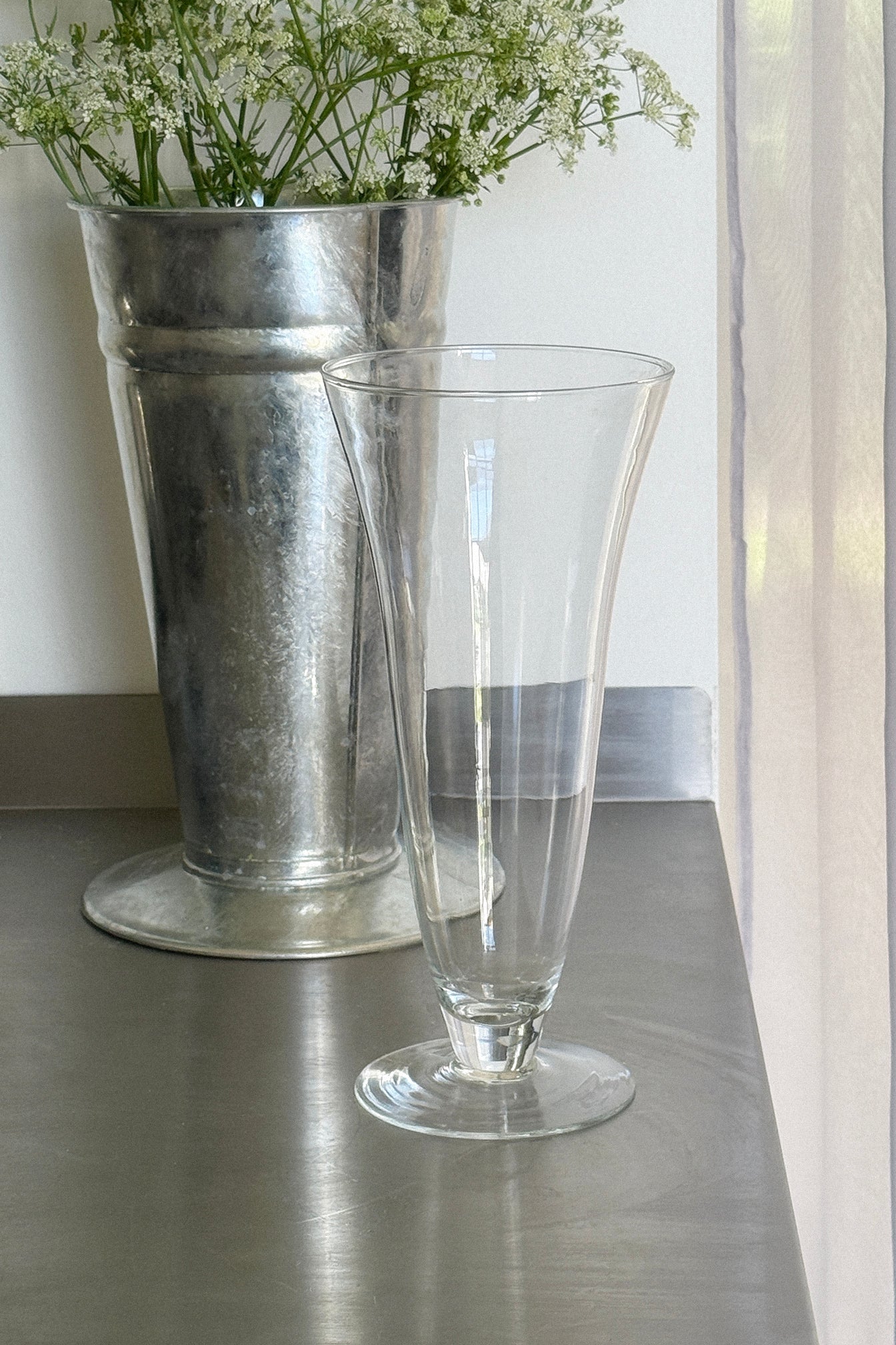 Footed Glass Vase 28cm-Vintage-KIOSK48TH