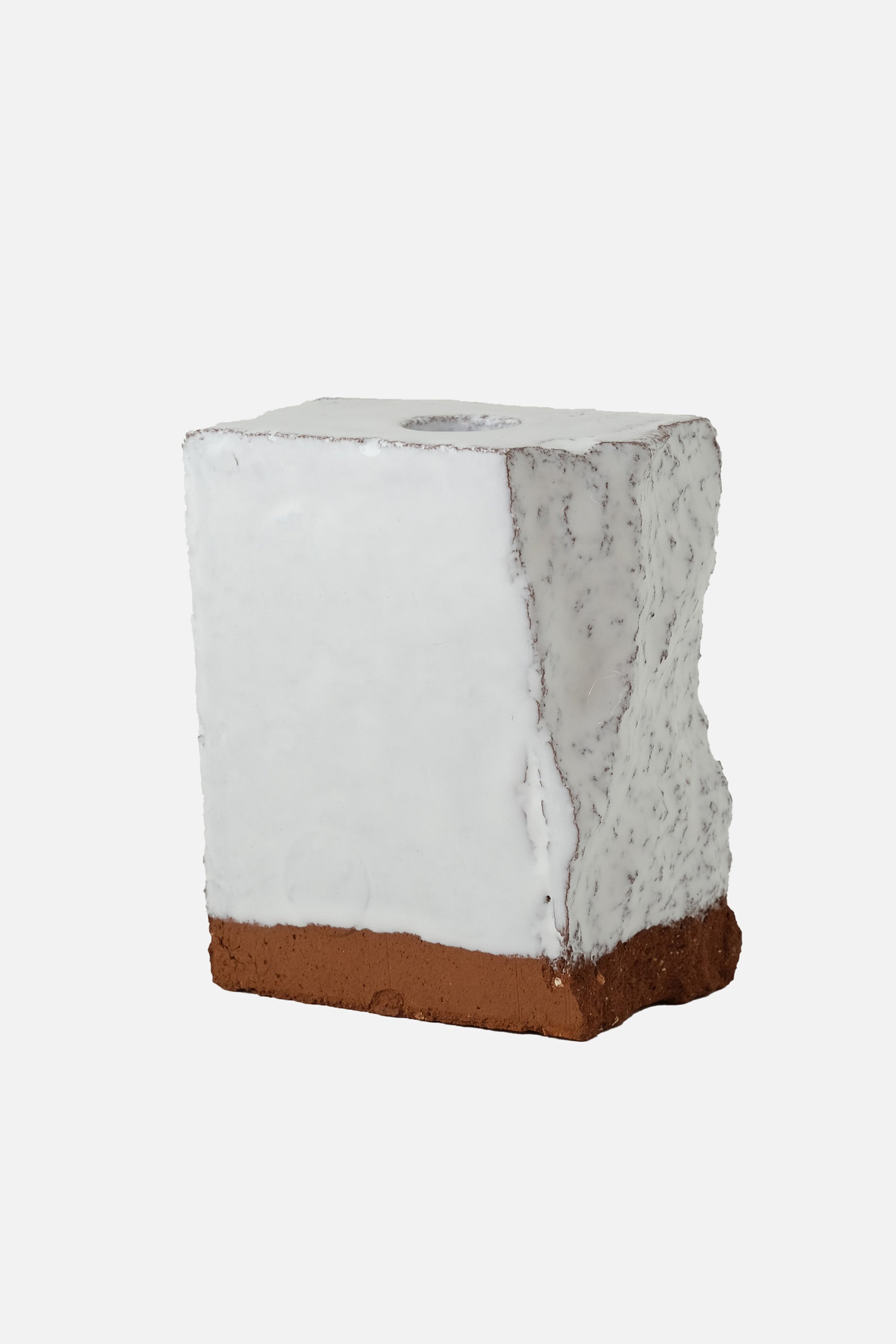 A single brick candle holder white small-NIKO JUNE-KIOSK48TH