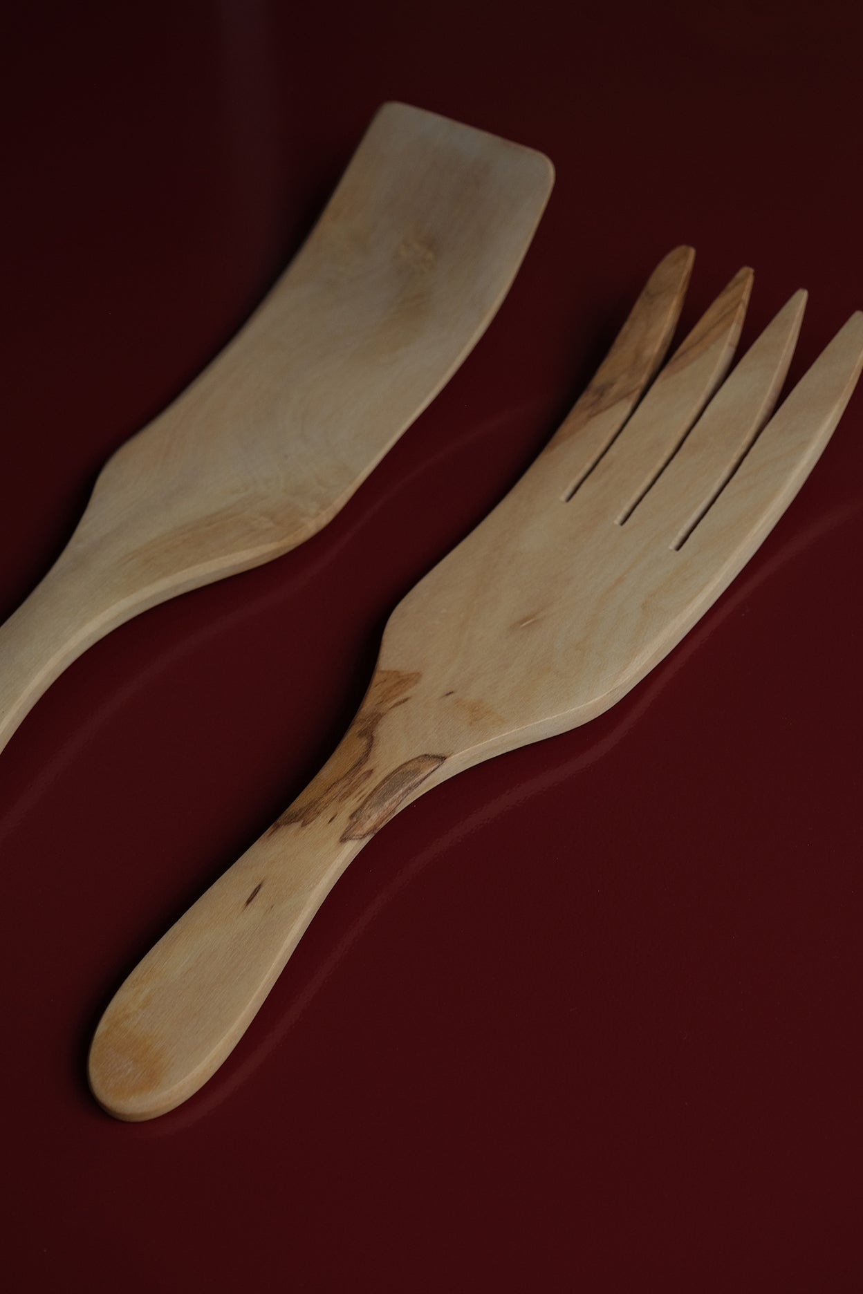 Salad Servers Olive Wood-Inox-KIOSK48TH