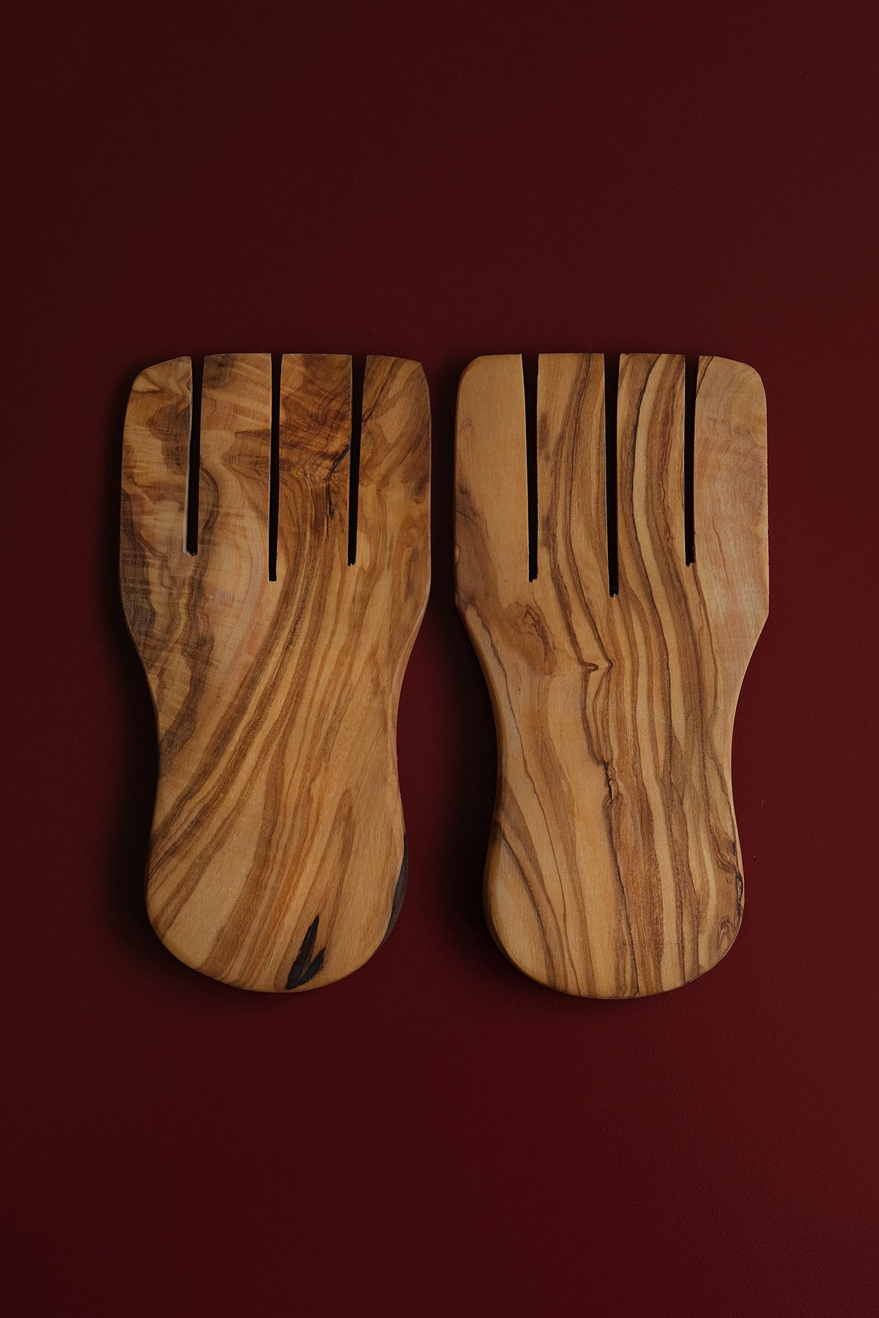 Salad Serving Forks Olive Wood-Inox-KIOSK48TH
