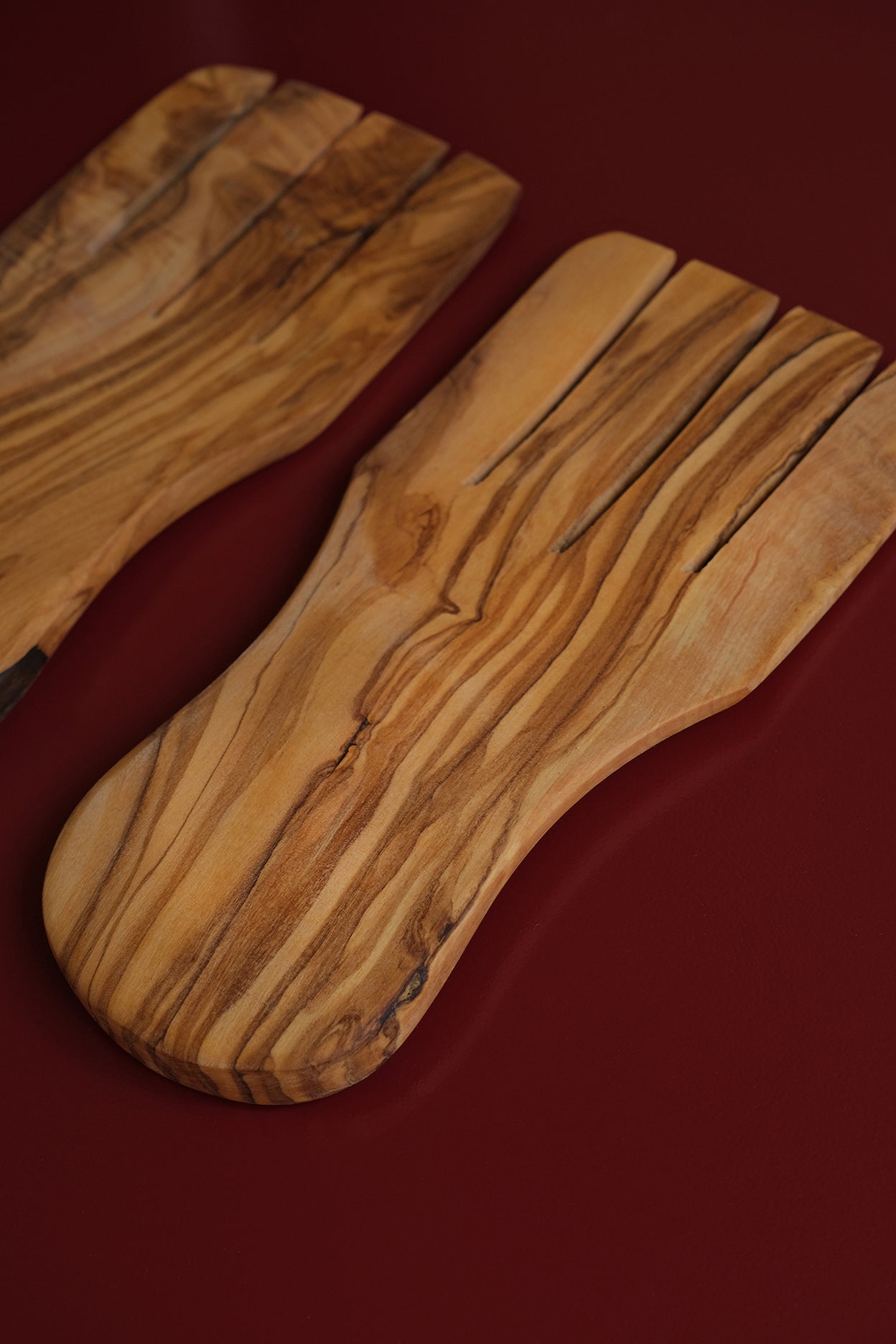 Salad Serving Forks Olive Wood-Inox-KIOSK48TH