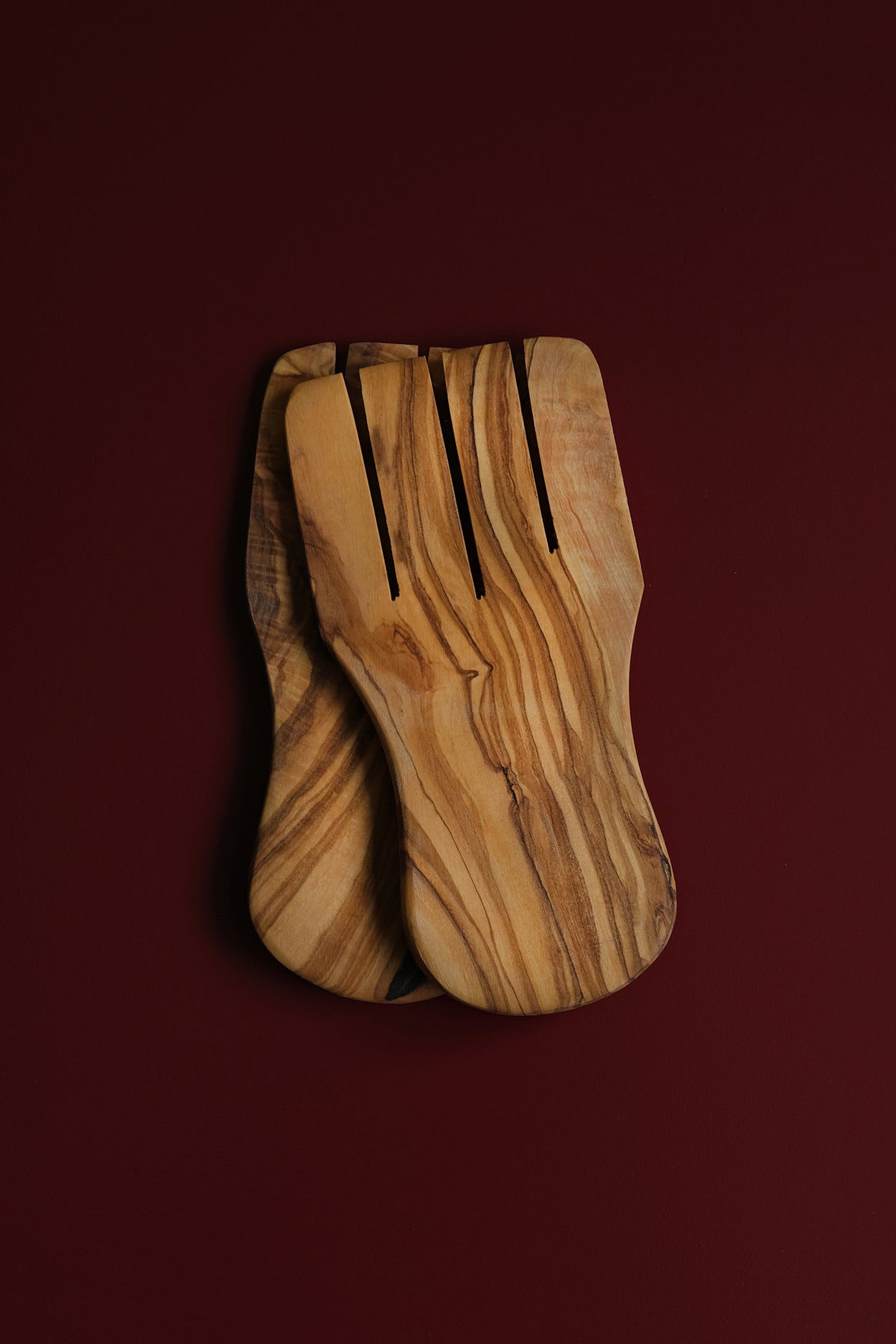 Salad Serving Forks Olive Wood-Inox-KIOSK48TH