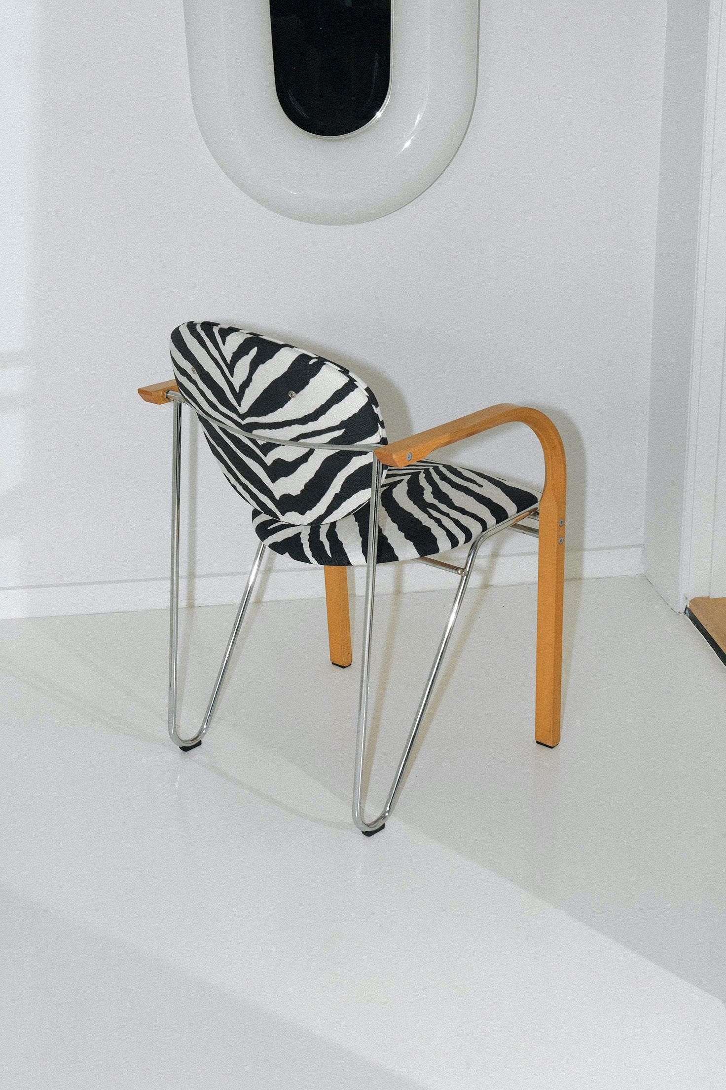 Zebra Chrome / Beech Chair-Vintage-KIOSK48TH